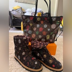 Monogram bag with boots